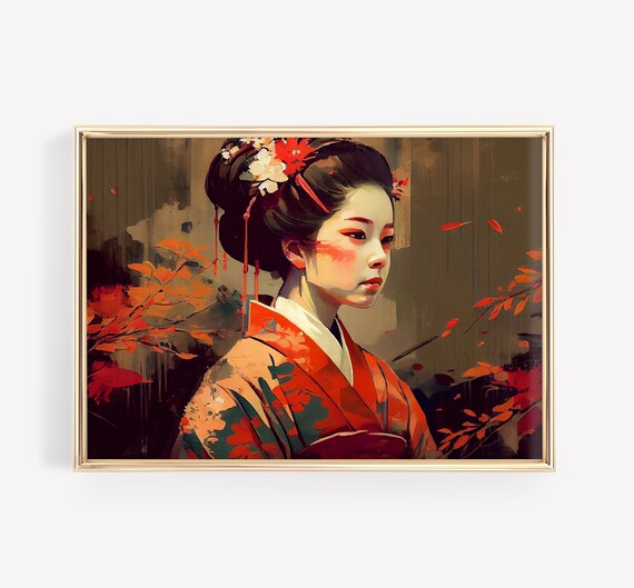 Geisha Poster Japanese Poster Geisha Art Print Vintage Japanese Art Japanese  Decor Oriental Decor Asian Poster Home Decor 