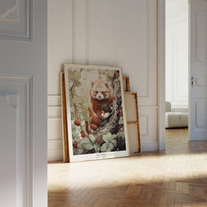 Japanese Art Print | Red Panda Print | Animal Wall Art | Traditional ...