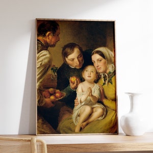 Johann Battist Reiter - Bittenlernen (1850) | Vintage Poster, Frau Mann Ölgemälde, Victoria Fashion Print, Wohnheim Wandkunst