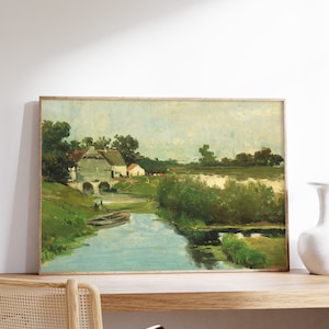 River Landscape | Antique Painting | Landscape Painting | Home Decor Print | Vintage Print | Wall Art | Vintage Poster | Cottage Decor