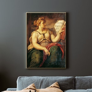Rothaarige Dame Portrait | Frau Wand Kunst | Antike Leinwand | Dame Gemälde | Schöner Druck | Vintage Gemälde | Ästhetisches Wohndekor Poster