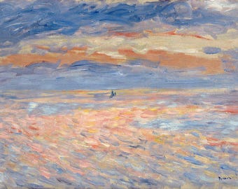 Vintage Seascape | Monet Print | Art Decor | Impressionism Masterpiece | Sunset Over Water | Monet Sunset Print |