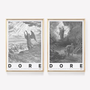 Gustave Dore Art Print Set of 2 | Dark Nouveau Drawing | Baroque Print | Dark Sketch Print | Dark Wall Decor | Gothic Renaissance