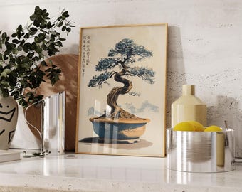 Vintage Bonsai Print | Antique Tree Art | Japanese Style | Bonsai