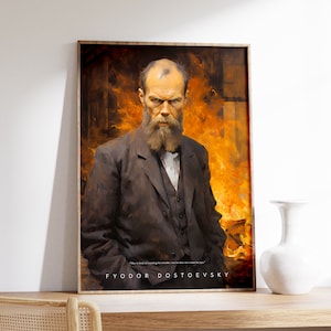 Fyodor Dostoevsky Poster | Philosopher Print | Bookworm Gift | Quote Decor | Modern Wall Art | Antique Painting