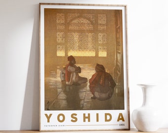 Hiroshi Yoshida | Fatehpur Sikri | Japanese Woodblock Print | Antique Japanese Poster | Ukiyo-e Print | Oriental Print | Exhibition Poster