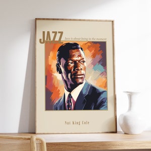 Póster de Nat King Cole / Impresión musical / Póster de jazz / Retrato de jazz / Decoración musical / Impresión artística de jazz / Decoración del hogar
