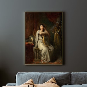 Sitting Woman Portrait | Vintage Woman Portrait | Woman Painting | Female Painting | Antique Oil Portrait | Vintage Wall Art | Poster Print