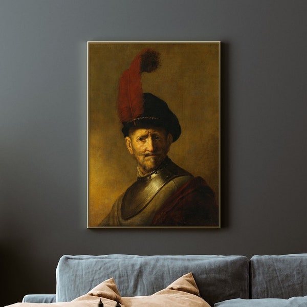 Rembrandt - Portrait of a man (1634) - Vintage Mann Porträt Malerei Foto Poster Wand Kunst Geschenk Dunkelbraun - 24x36
