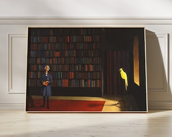 Franz Sedlacek - Biblioteca - Póster de pintura famosa, regalo, pared, bellas artes, decoración del dormitorio, hogar, museo, impresión vintage