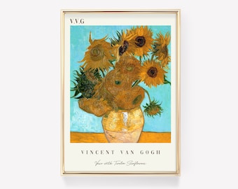 Vincent Van Gogh Poster | Vase with Twelve Sunflowers | Exhibition Poster | Flowers Poster | Floral Art Decor | Living Room Wall Art
