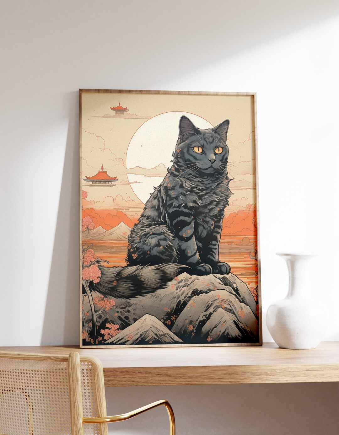 Japanese Loyal Cat Poster | Animal Poster | Loyal Cat Art Print ...