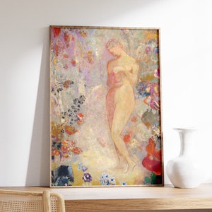 Odilon Redon - Pandora (1914) / Retrato de mujer vintage Pintura al óleo Mitología griega Póster Impresión Decoración de arte de pared para el hogar - Calidad de museo