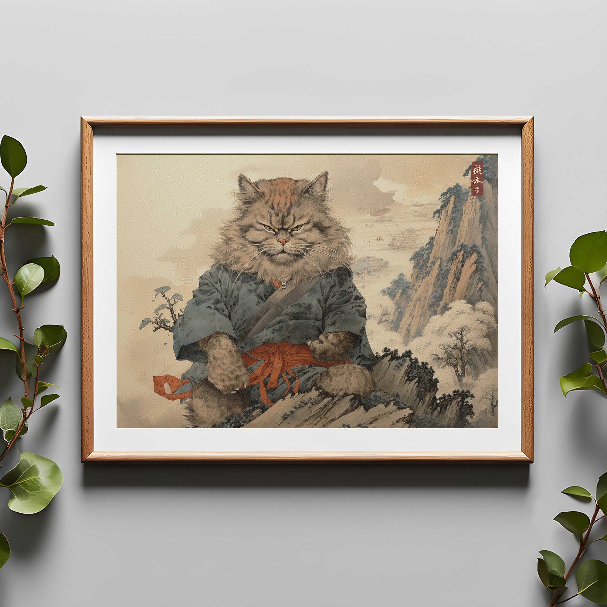 Japanese Funny Cat Art Print | Vintage Animal Wall Art | Antique ...