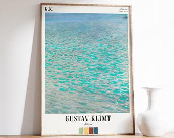 Gustav Klimt - Attersee / Poster della mostra / Arte da parete Gustav Klimt / Arte da parete Art Nouveau / Arredamento moderno / Arte da parete del soggiorno