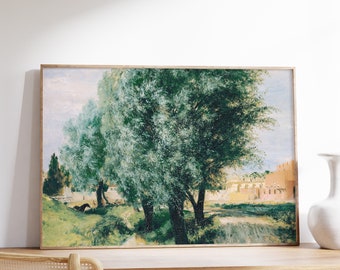 Vintage Tree Painting | Tree Oil Painting | Landscape Print | Vintage Poster | Antique Painting | Landscape Decor | Farmhouse Decor