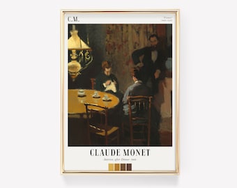 Claude Monet Art Poster | Interior, after Dinner | Exhibition Print | Monet Wall Art | Monet Print | Cottagecore Poster | Vintage French Art