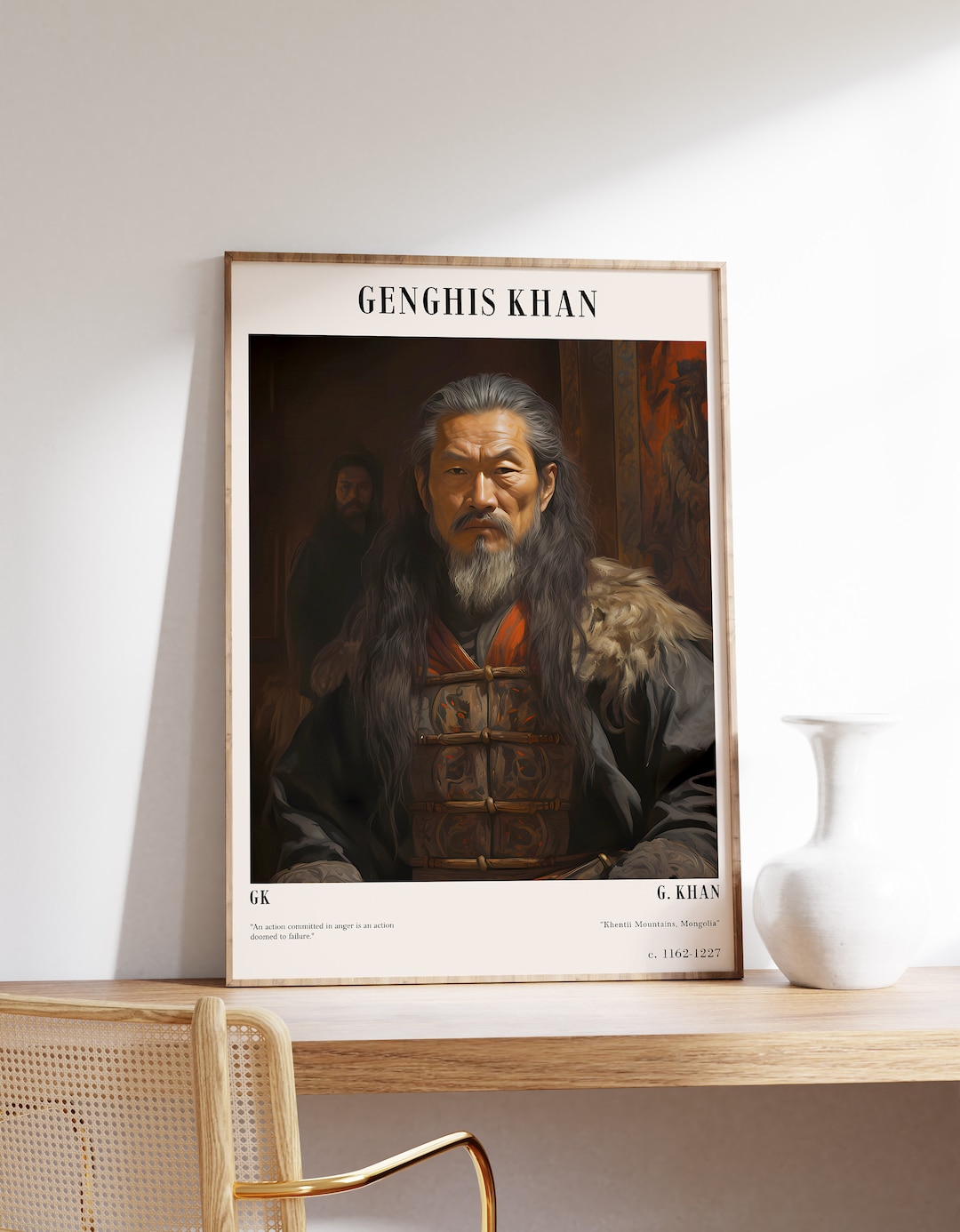 Genghis Khan Poster Vintage Portrait Historical Poster Etsy