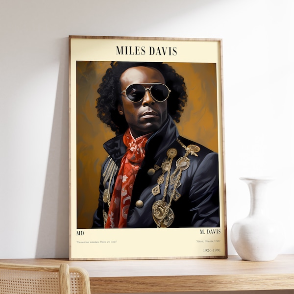 Miles Davis Poster | Musical Print | Jazz Poster | Jazz Portrait | Musical Decor | Jazz Art Print | Home Decor