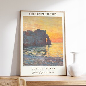 Claude Monet Poster | Etretat | Monet Wall Art | Monet Print | Sunset Painting | Exhibition Poster | Vintage French Art