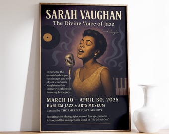 Harlem Jazz Museum Poster, Sarah Vaughan Art, Harlem NYC Wall Decor, Jazz Exhibit Print 2025