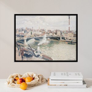 Camille Pissarro - Morning, An Overcast Day, Rouen (1896) - Vintage Bathroom Bedroom Decor Painting Poster Print Art Gift Landscape