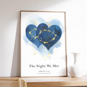 Hochzeitsgeschenk | Benutzerdefinierte Sternenkarte | Die Nacht, in der wir uns trafen | Wo wir uns trafen Karte Poster | Valentinstag | Nachthimmel Poster | Erstes Date Geschenk