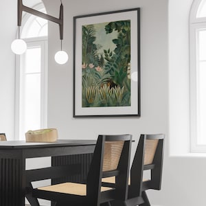 Henri Rousseau - The Equatorial Jungle (1909) - Classic Painting Photo Poster Print Art Gift Wall Home Decor - Henry Forest Tropical