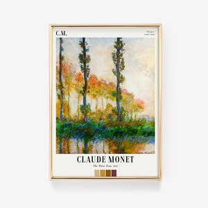 Cartel de Claude Monet / Los tres árboles / Monet Wall Art / Monet Print / Cartel de otoño / Impresión de exposición / Arte francés vintage