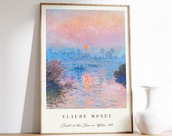 Claude Monet Art Print | Sunset on the Seine in Winter | Monet Wall Art | Monet Poster | Sunset Print | Exhibition Poster | Vintage Poster