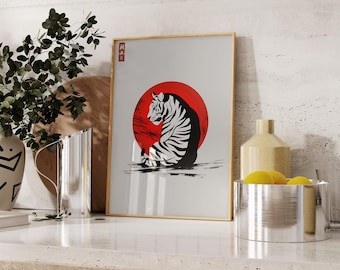 Japanese Tiger Poster | Animal Poster | Tiger Art Print | Tiger Wall Art | Animal Art Print | Japanese Wall Art | Ukiyo-e Print