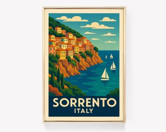 Sorrento Travel Poster, Italy Wall Art, Sorrento Print, Italian Canvas Decor, Sorrento Gift