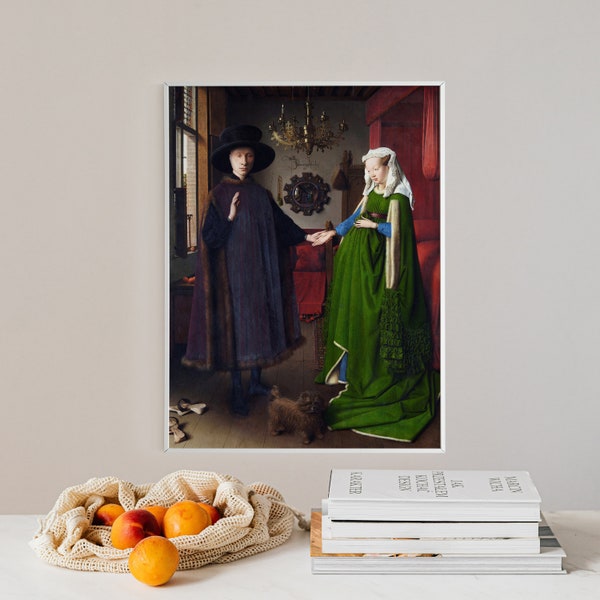 Jan Van Eyck - Arnolfini Portrait (1434) - Reproduction of a Classic Painting - Photo Poster Print Fine Art Decor Home Gift