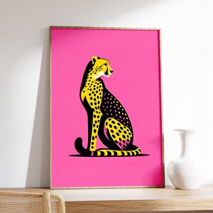 Cheetah print, dierlijke kunstwerken, roze blos muurkunst, boho kunst aan de muur, jungle poster, minimale cheetah kunst, luipaard kunst print, cheetah kunst
