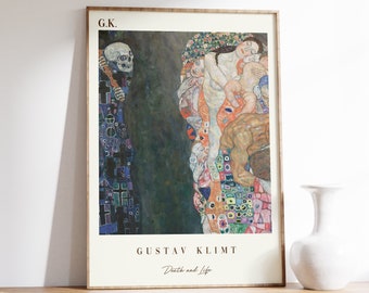 Gustav Klimt - Morte e Vita / Locandina della mostra / Art Nouveau / Quadro di Gustav Klimt / Decorazione d'arte moderna / Quadro per soggiorno