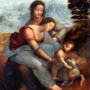 Leonardo Da Vinci Poster | The Virgin And Child | Saint Anne Art | Vintage Painting | Classical Print