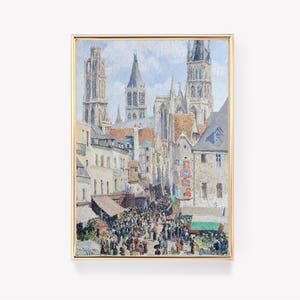 Rue De L&#39;Épicerie | Sunlight In Rouen | Camille Pissarro Print | Vintage Painting | Landscape Art