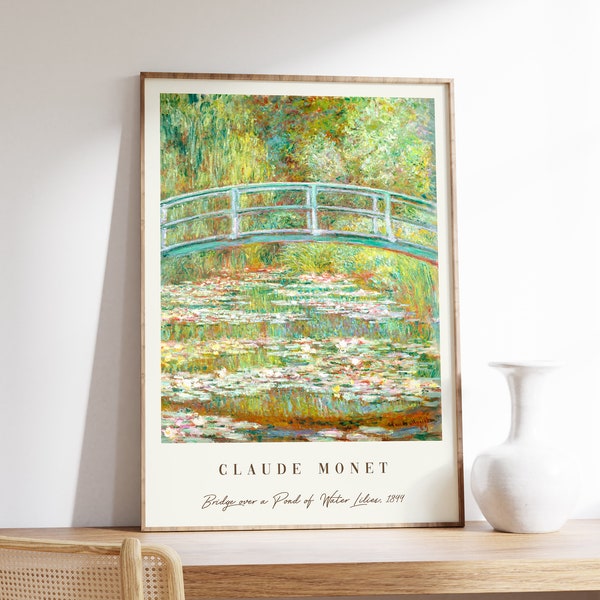 Claude Monet Art Print | Bridge over a Pond of Water Lilies | Exhibition Poster | Monet Wall Art | Monet Poster | Floral Print | Vintage Art