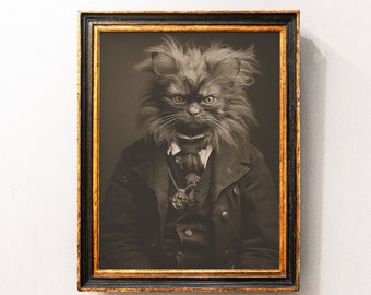 Cat in a Studio | Vintage photography | Lycanthropy Art Poster Print | Gothic Occult Poster | Witchcraft | Dark Academia