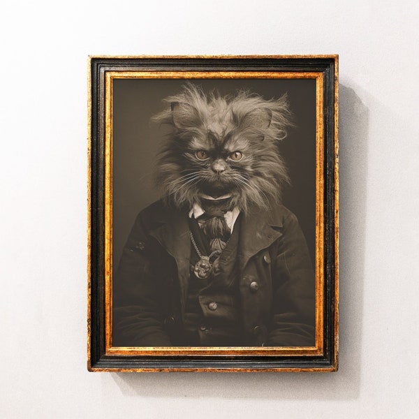 Cat in a Studio | Vintage photography | Lycanthropy Art Poster Print | Gothic Occult Poster | Witchcraft | Dark Academia