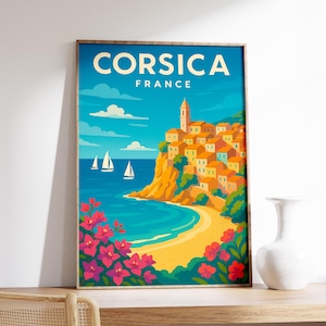Corsica France Poster, Corsican Coast Wall Art, Mediterranean Beach Print, Corsica Travel Decor, French Island Gift