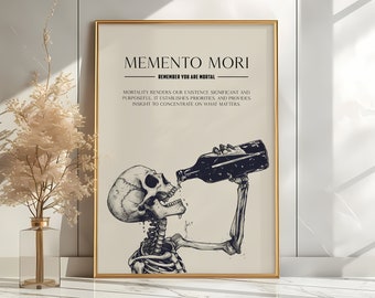 Memento Mori Print | Mortality Artwork | Skull Art Print | Memento Mori | Skull Wall Decor | Dark Art Print | Stoic Art | Dark Academia