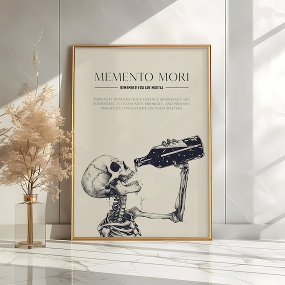 Memento Mori Print | Mortality Artwork | Skull Art Print | Memento Mori | Skull Wall Decor | Dark Art Print | Stoic Art | Dark Academia