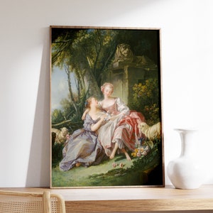 François Boucher - Der Liebesbrief (1750) | Vintage Print, Vintage Kleid Kunstwerk, Frauen Porträt, Landschaft Poster, Rokoko Malerei Dekor