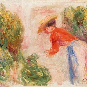 Renoir Woman | Flower Picking Print | Impressionist Art | Vintage Painting | Female Figure | Wall Decor