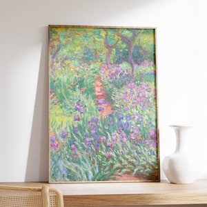 Póster de Claude Monet / El jardín del artista en Giverny / Arte mural de Monet / Lámina de Monet / Póster floral / Lámina estilo cottagecore / Arte francés vintage