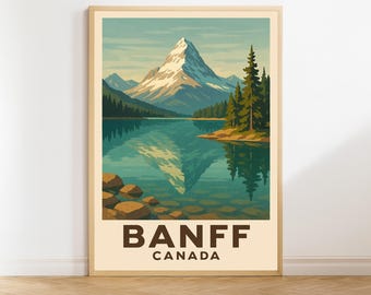 Banff Travel Poster, Canada Wall Art, Banff Print, Vintage Wall Decor, Canadian Rockies Gift
