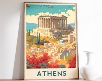 Athens Travel Poster | Greece Travel Decor | Greece Artwork | Greece Poster | Athens Print | Athens Artwork | Vintage Travel Print