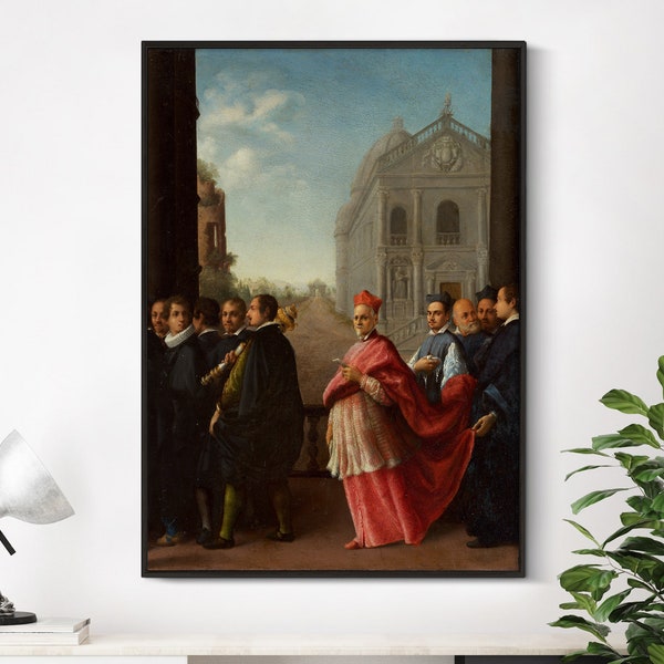 Ottavio Leoni (Il Padovano) - A Cardinal's Procession (1621) | Vintage Decor Antique Religious Christ Painting Poster Print Home Wall Art