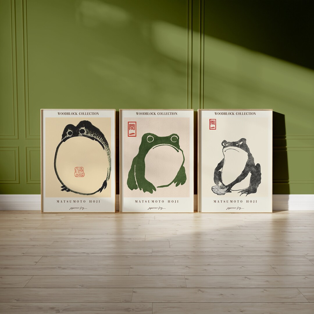Japanese Set of 3 Frog Posters | Matsumoto Hoji Art Poster | Japanese ...